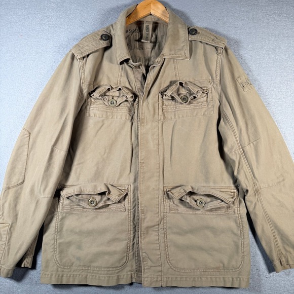Vintage Highlander Trading‎ Mens Khaki Field Utility Jacket RN 54023 Size Large